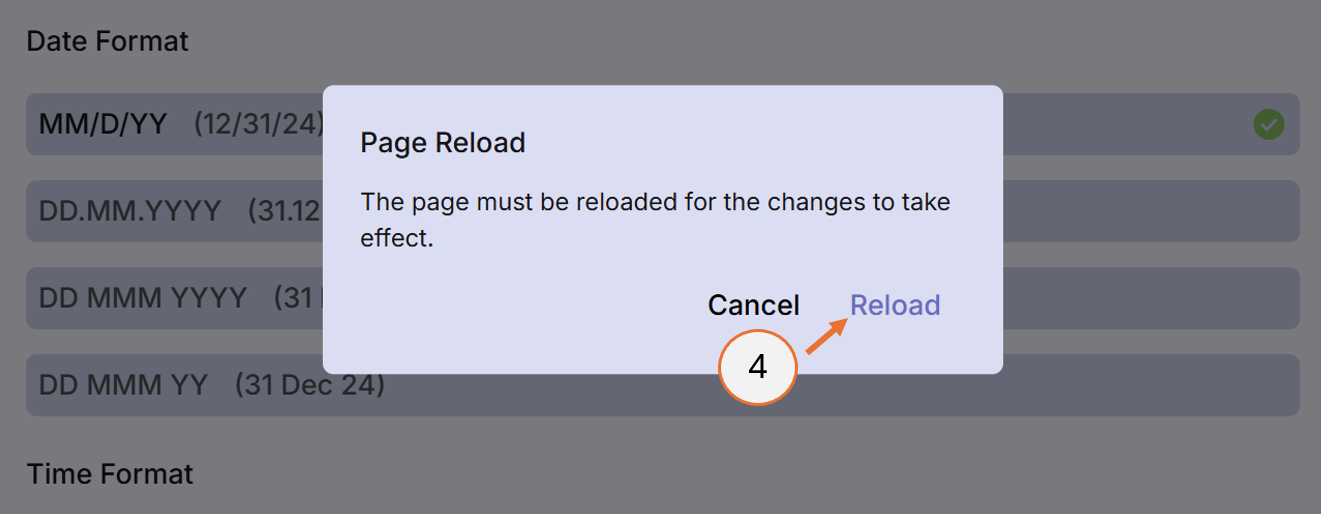 screenshot showing how to confirm reload