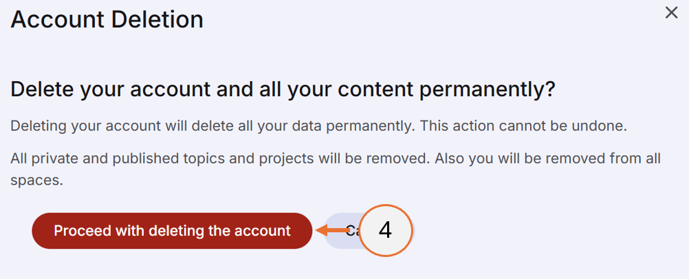 screenshot showing step 4 of the account deletion process