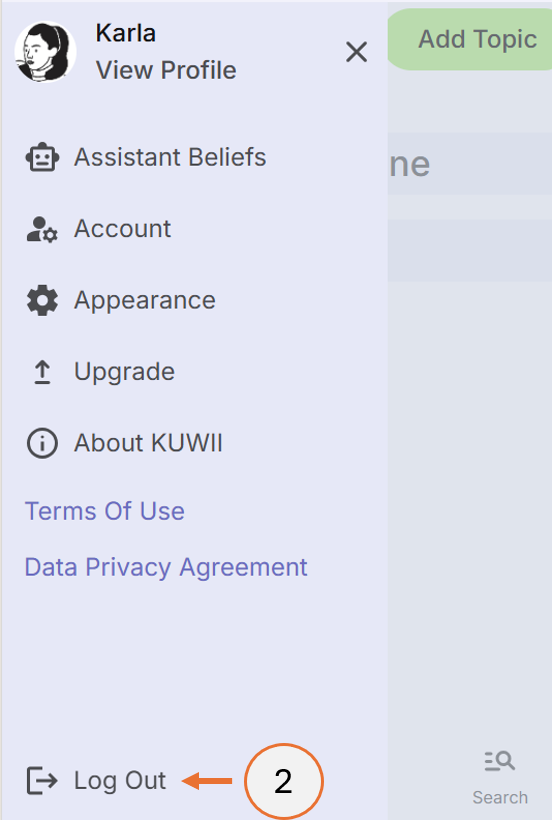 screenshot showing step 2 of the logoff process