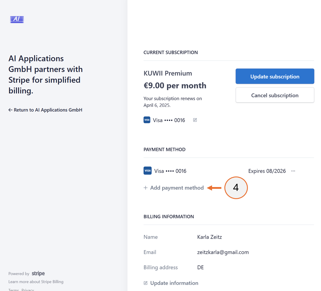 screenshot showing step 4 of how to add a payment method.