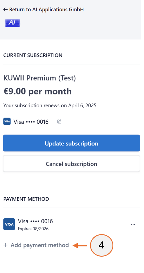 screenshot showing step 4 of how to add a payment method.