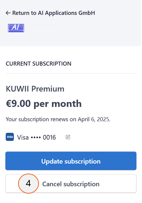screenshot showing step 4 for the subscription cancellation process.