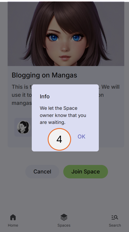 screenshot showing step 4 how to join a space