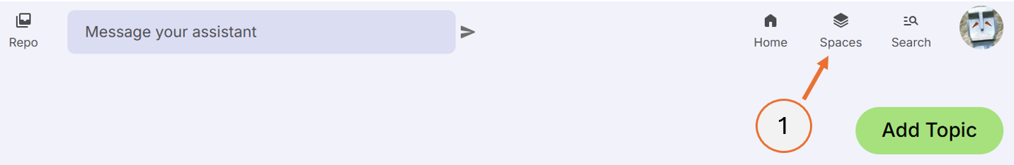 screenshot showing how to open the spaces page