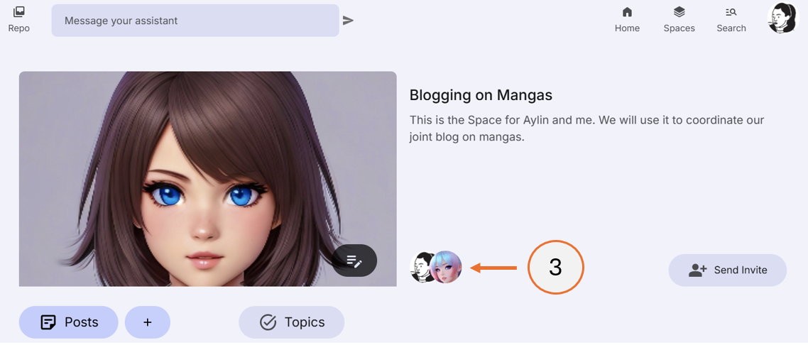 screenshot showing how to click on the avatar cluster