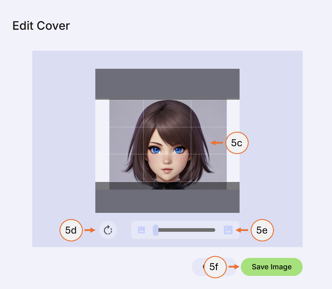 screenshot showing how to adjust the cover image