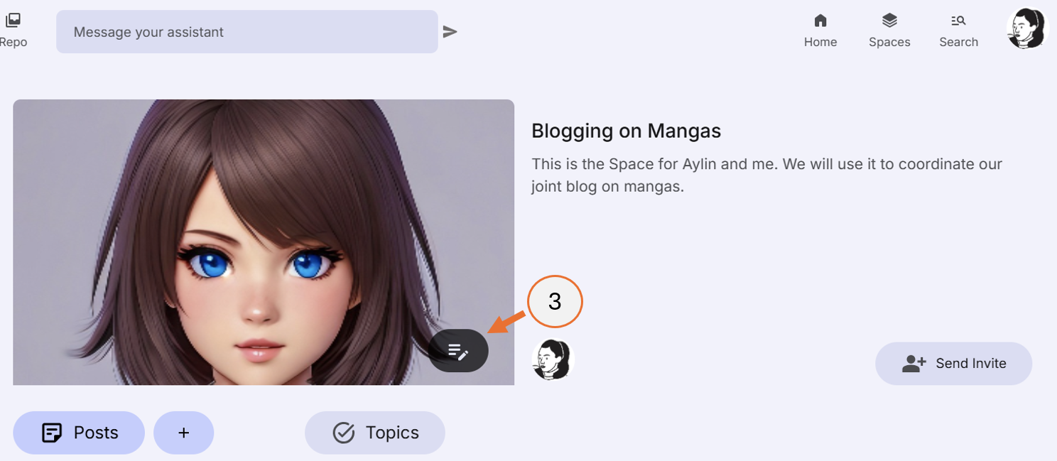 screenshot showing step 3 of how to edit a space