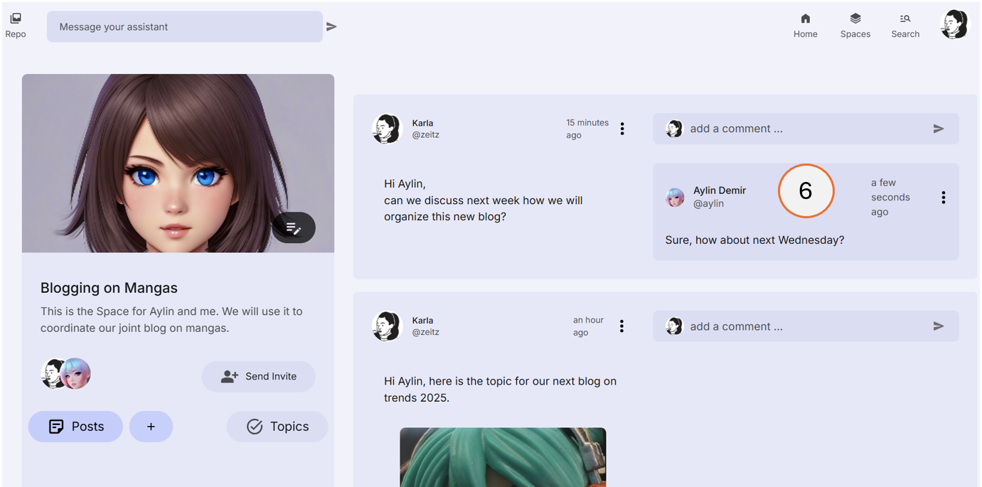 screenshot showing a posted comment