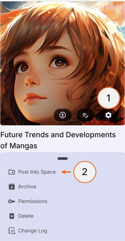 screenshot showing steps 1 and 2 of how to post a topic into a space