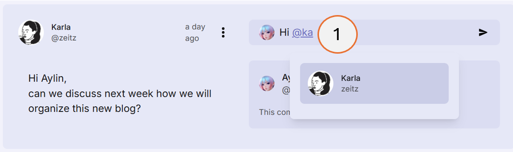 screenshot showing how to mention a user in a post