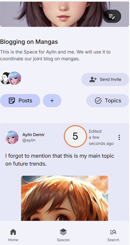 screenshot showing a post marked as edited