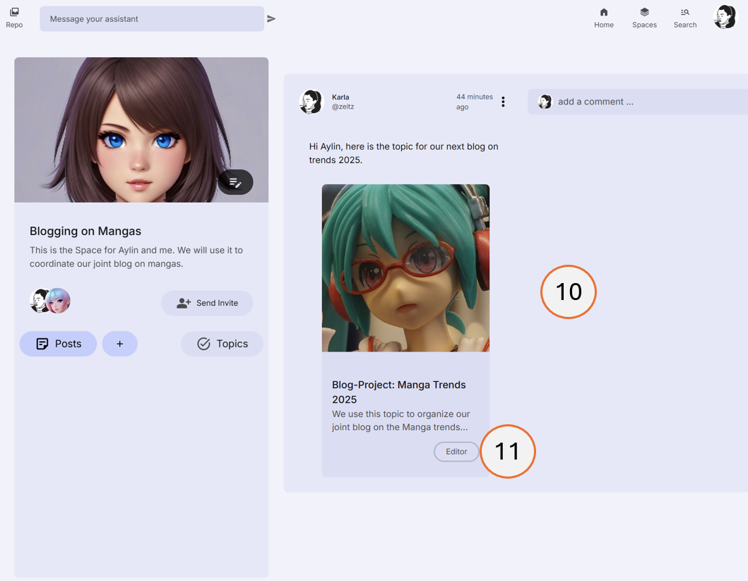 screenshot showing steps 3 and 4 of how to start a conversation