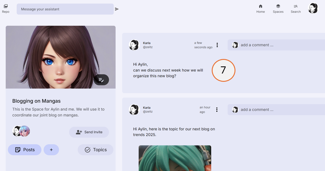 screenshot showing a posted conversation