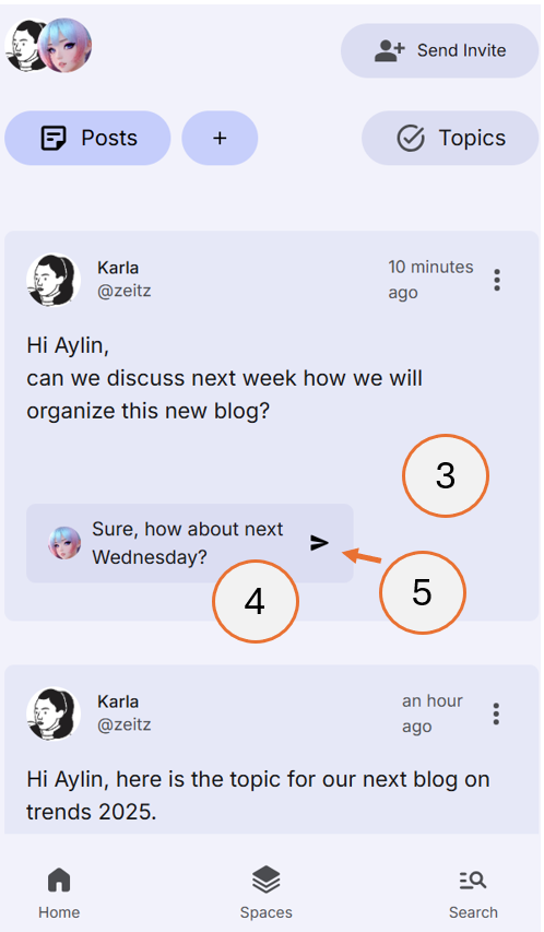 screenshot showing steps 3, 4 and 5 of how to post a comment