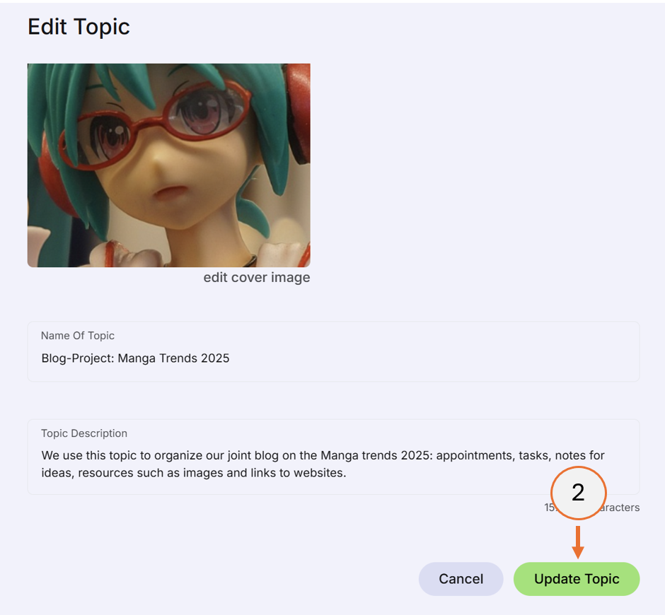 screenshot showing step 2 of how to edit a topic
