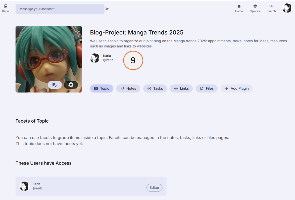 screenshot showing the newly created topic