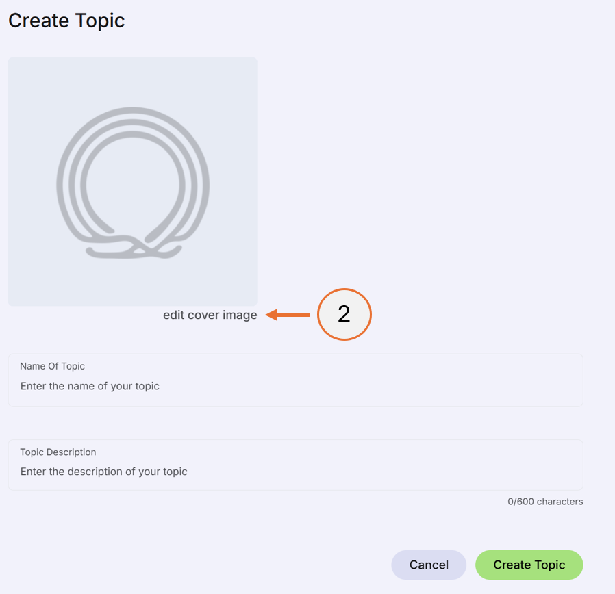 screenshot showing step 2 of how to create a topic