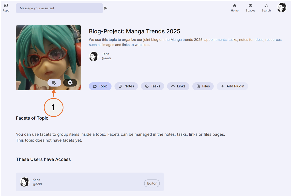 screenshot showing step 1 of how to edit a topic
